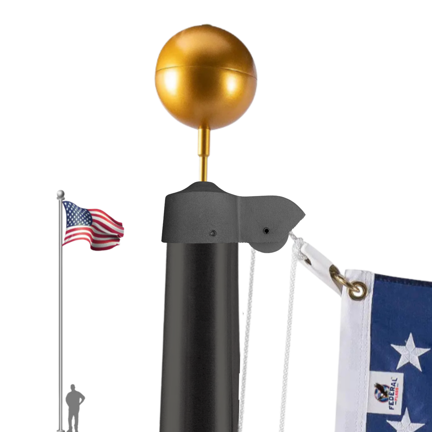 30 ft. Commercial Flagpole with External Rope Halyard Rated At 50 mph - Federal Flags, LLC
