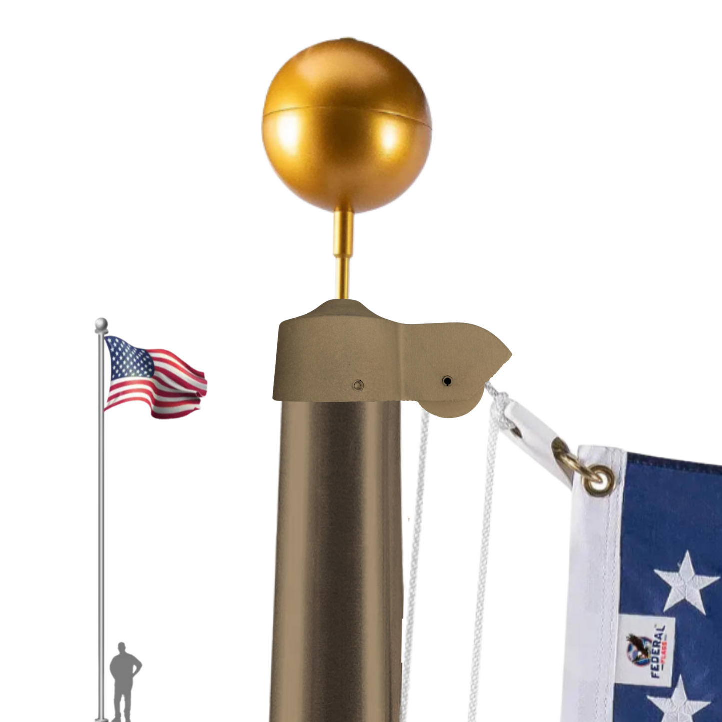 30 ft. Commercial Flagpole with External Rope Halyard Rated At 50 mph - Federal Flags, LLC