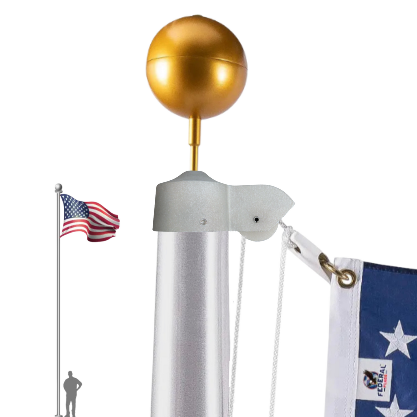 30 ft. Commercial Flagpole with External Rope Halyard Rated At 50 mph - Federal Flags, LLC