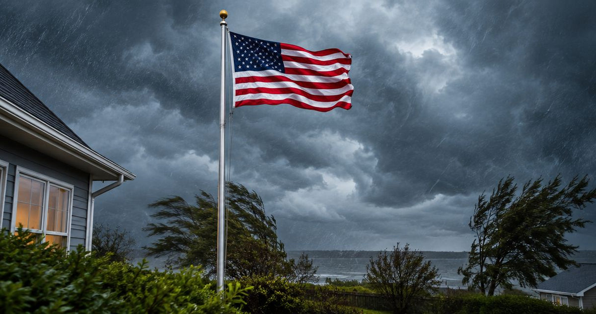 Can you leave a telescoping flagpole extended in a storm?