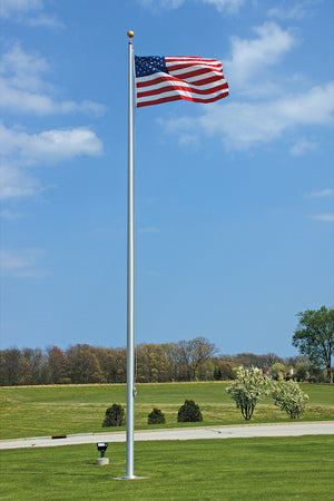 20 ft. Commercial Aluminum Flagpole with External Rope Halyard rated at 85mph