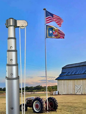 20ft Telescoping Flagpole For Residential Purposes. Rated to 65mph