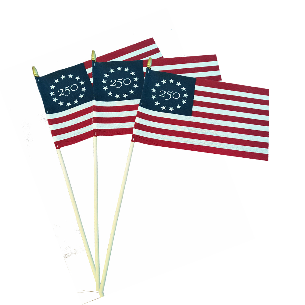 America 250™ Betsy Ross Stick Flags, Pack of 12 - Federal Flags, LLC